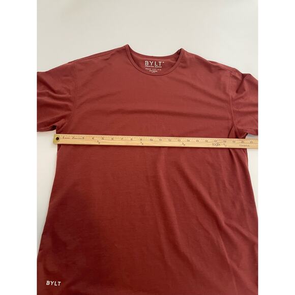 BYLT Premium Basics Size L Brick Red Drop Cut T-Shirt - Picture 3 of 4